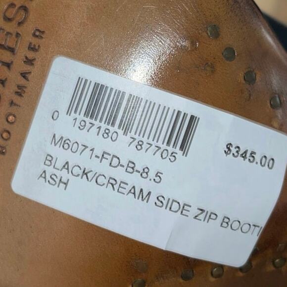 Lucchese Women Cream Black Cowboy Western Bootie (Ash Boot) Size 8.5 NWT Rodeo - Picture 8 of 8